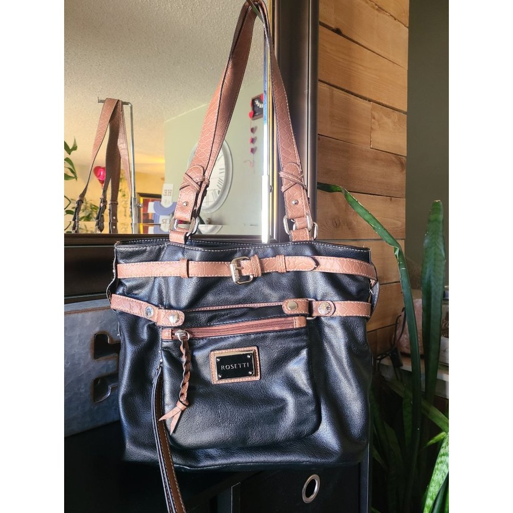 Rosetti Tote with Removable Front Pocket Wristlet Black/Brown
